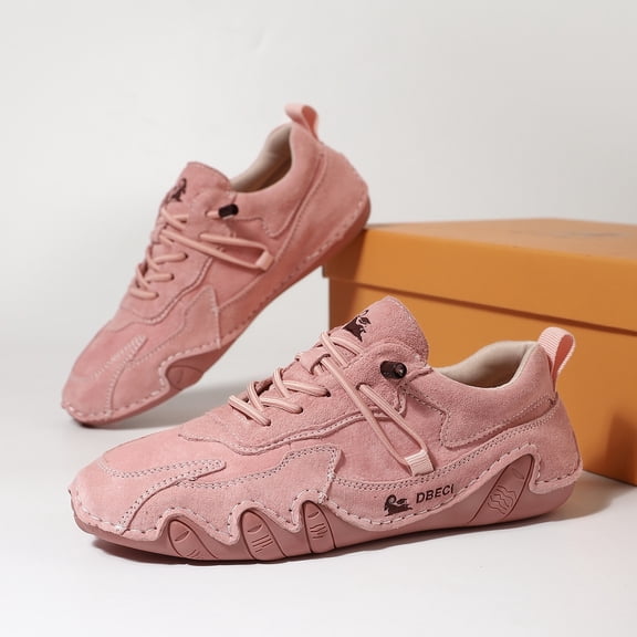 ZELAND Men's Women's Genuine Leather Outdoor Casual Athletic Shoes - Breathable, Anti-Slip Hiking Sneaker, Plus Size Summer Comfort Footwear (Unisex)