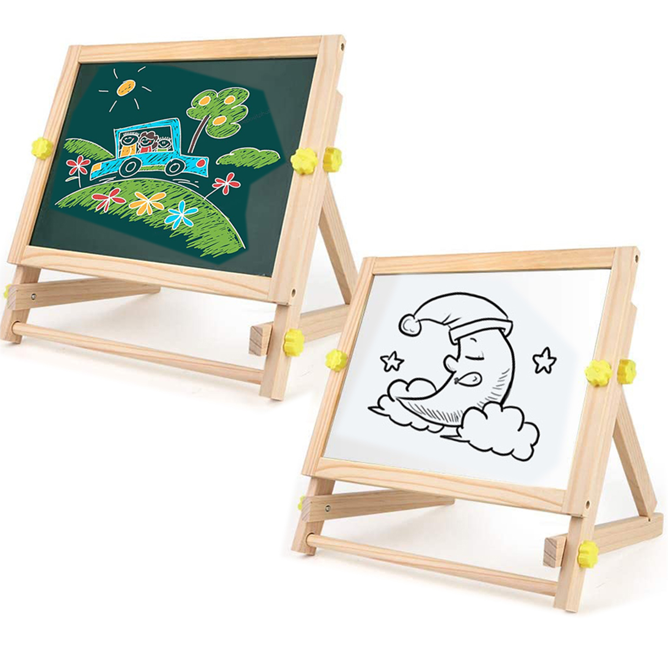 Ealing Wooden Tabletop Easel Art Center, with Magnetic Whiteboard, Chalkboard , Tabletop Drawing Board for Kids with Magnetic Letters Numbers and Other Accessories