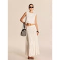 thumbnail image 6 of Women'S Solid Color Pleated Midi Skirt Versatile Fashion Casual Long Skirt Elegant White XL, 6 of 10