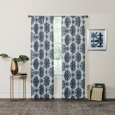 Eclipse Olivia Room Darkening Thermaweave, Rod Pocket Window Curtain Panel, 1 Panel, 37 in x 84 in, Aqua