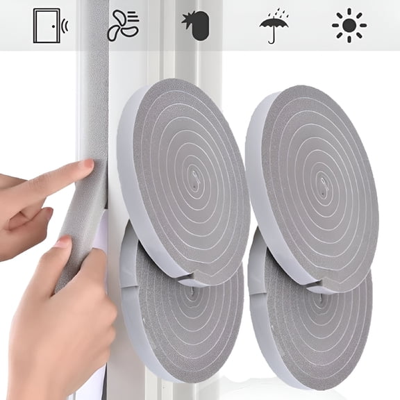 ICERUN Weather Stripping Door Seal Strip for Doors and Windows,Foam Insulation Tape Self Adhesive,Sound Proof,Weatherstrip,Pipe Cooling,Air Conditioning Seal Strip (0.59in 157inch )