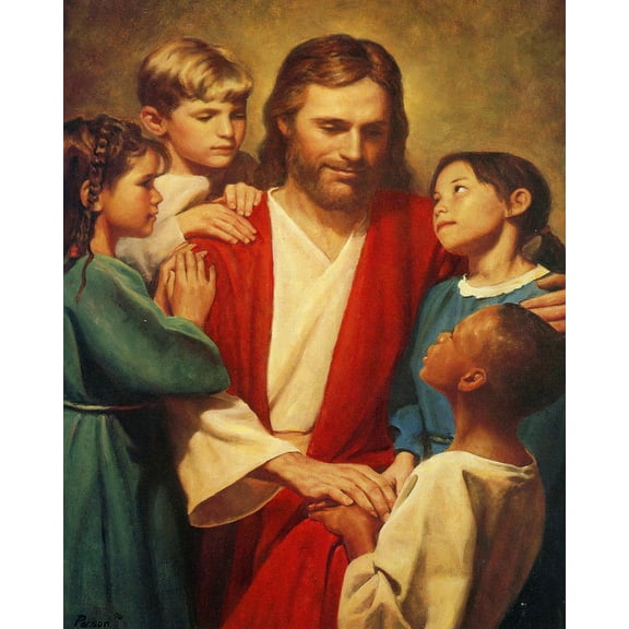 Catholic print picture - CHRIST WITH CHILDREN - 8" x 10" ready to be framed