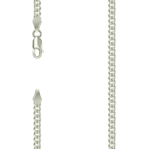 925 Sterling Silver Solid Comfort Curb Chain Silver 3.5mm Necklace 18 Inch Chain Necklace for Women and Men
