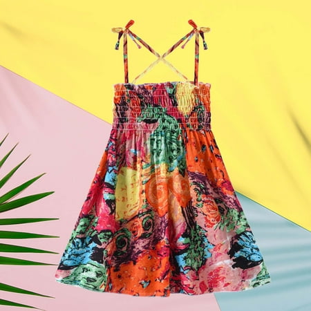 

Herrnalise Girls and Toddlers Dress Summer Toddler Baby Girls Sleeveless Sling Dress Graphic Print Children s Clothing