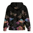 thumbnail image 5 of SCRAWLGOD Dragonfly Flowers Full Zip Up Comfy Hoodies for Women Elastic Clothes Relaxed Shoulder Athleisure Sweatshirt for Weekend Getaways, Holiday Gatherings, XXL, 5 of 7