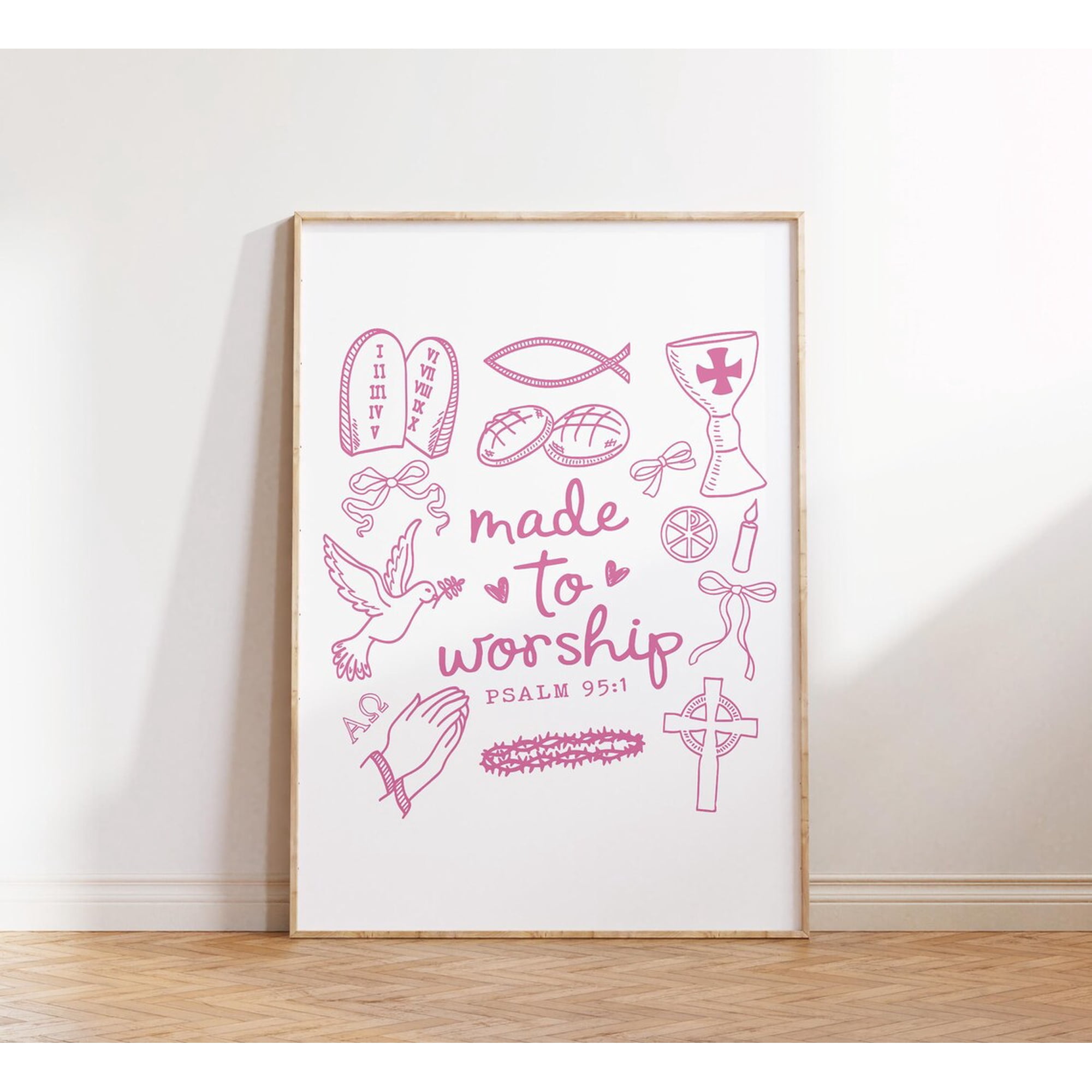Made To Worship Retro Christian Faith Home Wall Art Unframed Paper Print