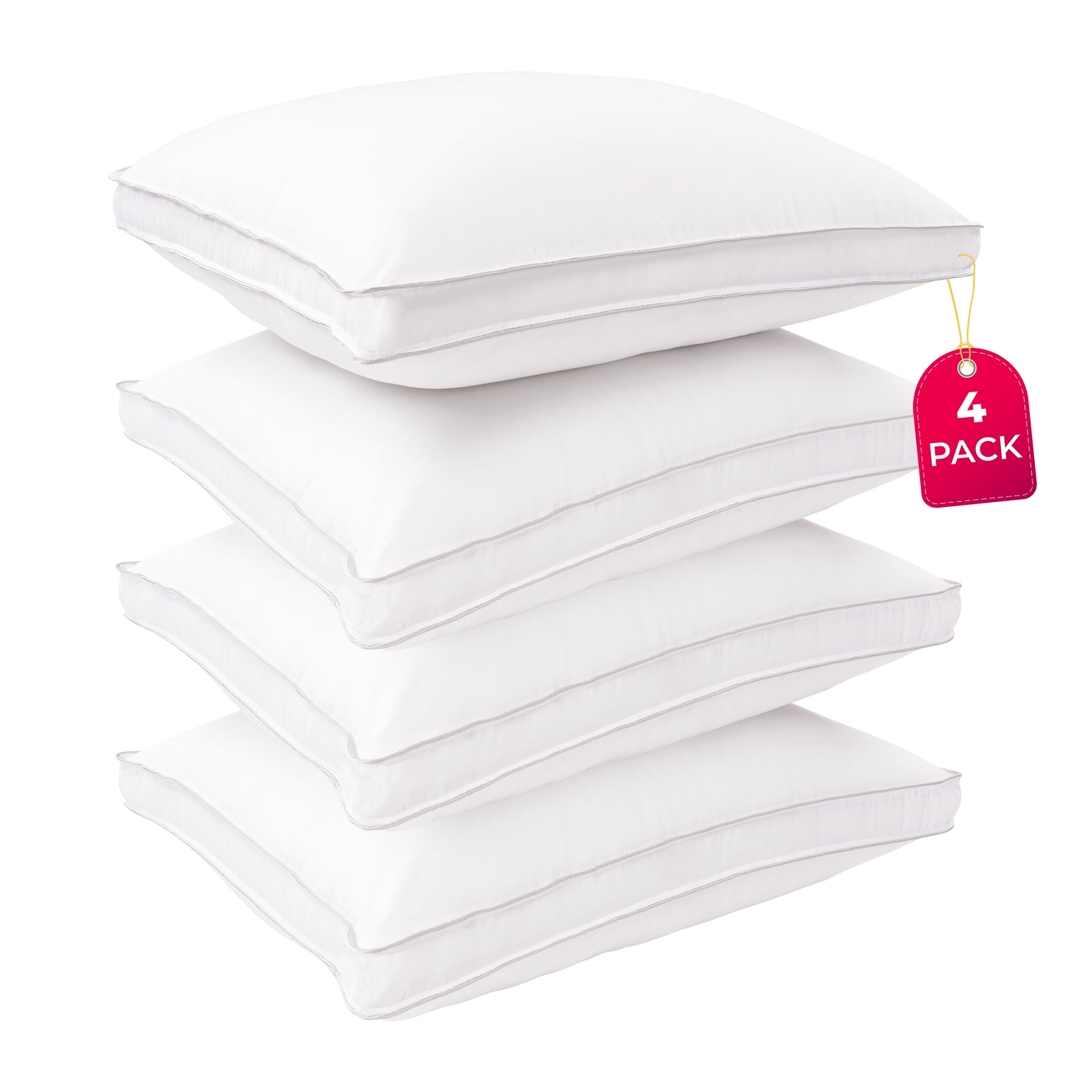 Superior Solid Microfiber Medium Density Pillow with Gusset, Set of 2, Queen