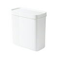 thumbnail image 2 of Latrodar Household Push Type Trash Can For Living Room Kitchen And Bathroom With Lid And Deodorant Trash Can White Creative 11.6x4.8 Inch, 2 of 5