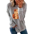 thumbnail image 1 of UKAP Sudadera con Estampado de Calabaza para Mujer, Sudadera de Otoño de Manga Larga, Jersey Informal con Cuello Redondo, Tops, 1 of 3