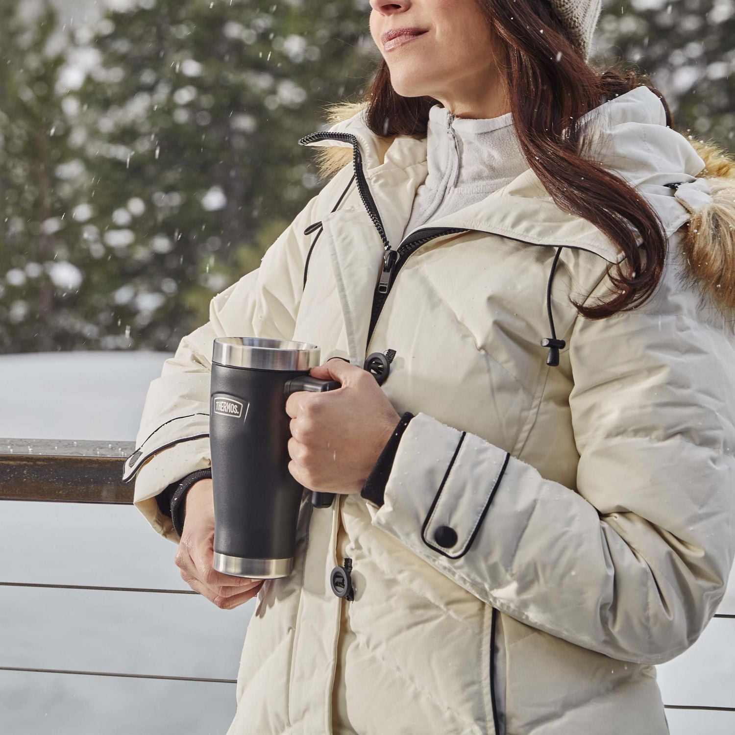 Thermos Tasse de Voyage en Acier Inoxydable Isolée Sous Vide de la Série Icon de 16 OZ, Granite 16 OZ, Granit