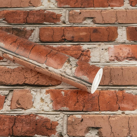 Abyssaly Red Brick Peel and Stick Wallpaper 17.7 "x 118" Realistic Red Brick Wallpaper Vintage Vinyl Contact Paper Suitable for Home Walls Cabinet Bedroom