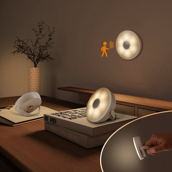 Dawnrise 4 Pack Rechargeable Motion Sensor Night Lights, Warm Soft Wireless Night Light for for Bedroom, Stairs, Hallway, Bathroom, Pets House, Cabinet‌, Closet‌