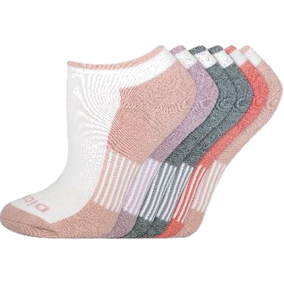 Dickies Women's Dri-Tech Moisture Control No Show Socks, Sizes 6-9,White/w Rose