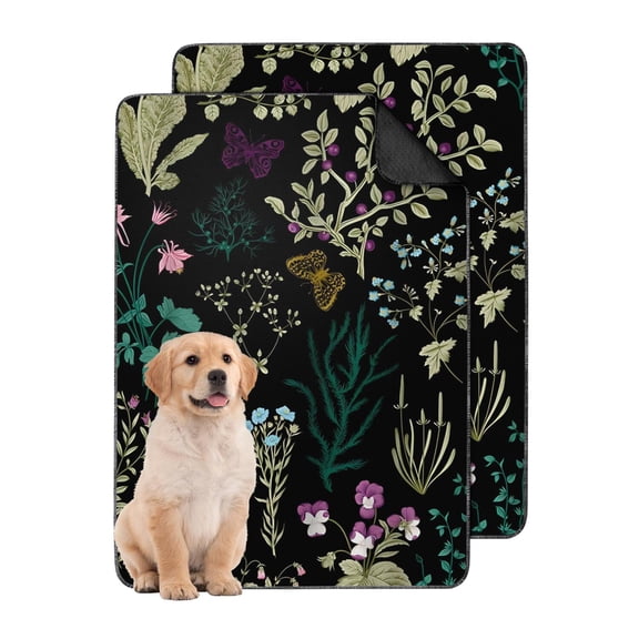 2-Pack Floral Design Pet Housebreaking Mats, Washable Reusable Dog Training Pads 24x35 Inches, Non-Slip Surface Puppy Potty Solution for Floors