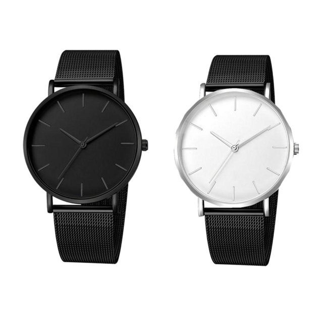 2x Reloj para Hombre Sunnimix Caja De Lujo Reloj De Pulsera Analógico Banda Negra Deporte
