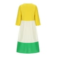 thumbnail image 4 of biudgviw Plus Size Dresses for Women Casual Color Block Midi Dress Fall Flowy 3/4 Sleeve Round Neck T-Shirts Dress, 4 of 6
