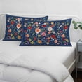 thumbnail image 3 of Navy Blue Flowers Pillow Covers, Linen Long Throw Pillow Case, Spring Vintage Floral Leaves Farmhouse Holiday Pillow Protector Decorative Cushion Cover for Living Room/Bedroom 12" x 20", 3 of 8