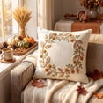 thumbnail image 4 of Fall Leaf Wreath Embroidered Throw Pillow Cover Thanksgiving Sofa Decor, 4 of 5