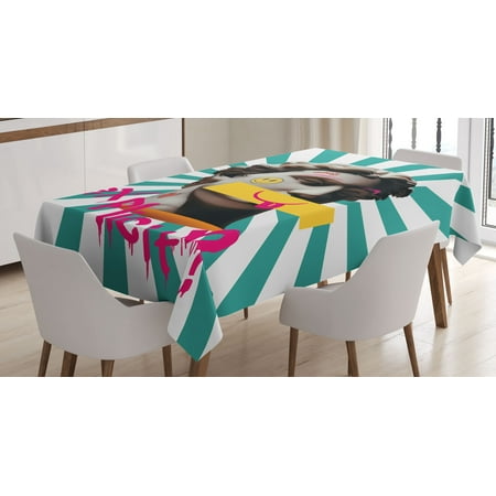 

Emoji Tablecloth Pop Art Antique Sculpture with Whimsical Tongue and Explicit Text Rectangular Table Cover for Dining Room Kitchen Decor 60 X 84 Seafoam Hot Pink and Mustard by Ambesonne