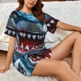 thumbnail image 4 of Fuzoiu Cartoon Cute Shark Print Women's Short-Sleeved Pajama Set,Lounge Sleepwear Set,Womens Pajama Sets 2 Piece,Button-Up Top and Shorts with Pockets-3X-Large, 4 of 7