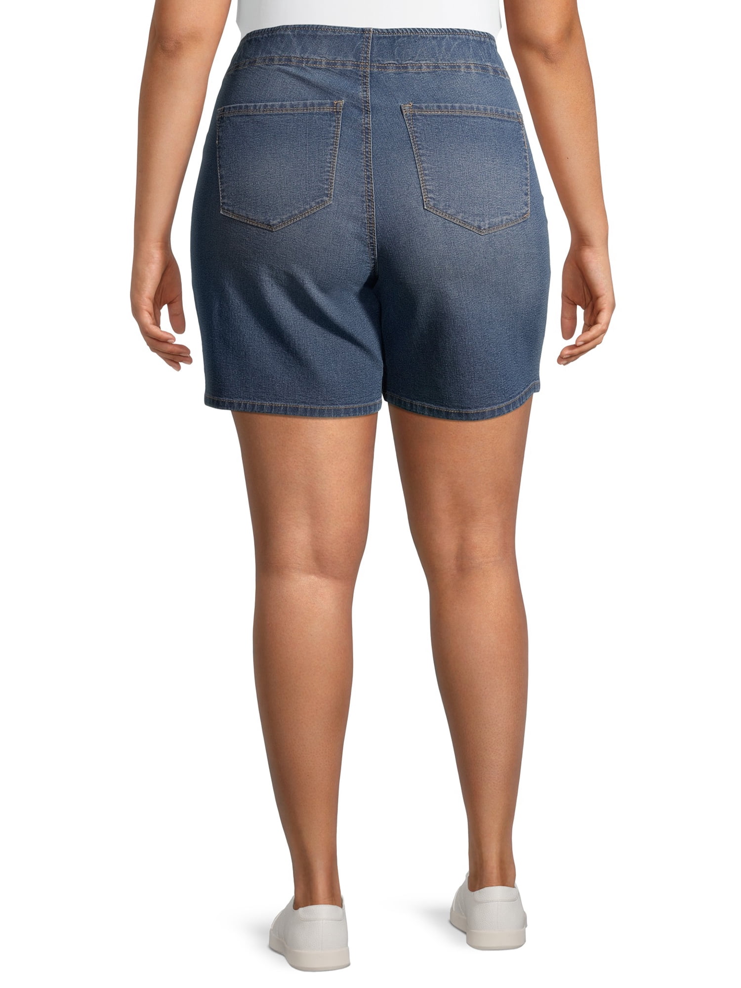 A3 Women's Plus Size Elastic Waistband 7 Inch Pull On Shorts