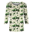 thumbnail image 5 of HaoXianJian Patricks Day Shirts for Women Crew-Neck 2025 sual 3/4 Sleeve Irish Shamrock Graphic T-shirt Green Saint Patty's Tunic Tops Plus Size 4X 5X, 5 of 5