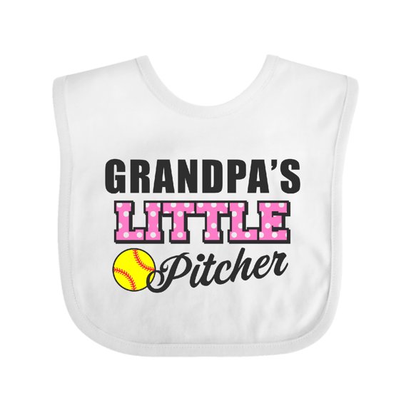 Inktastic Grandpas Little Pitcher Softball Girls Baby Bib
