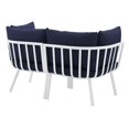 thumbnail image 3 of Modway Riverside 2 Piece Outdoor Patio Aluminum Sectional Sofa Set in White Navy, 3 of 7