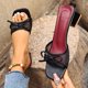 thumbnail image 4 of Zapatillas de Verano para las Mujeres Fish-Mouth Malla Bowknot Mulas de Tacón Alto Tacón Grueso Toe Abierto de Tamaño Grande Slide Interior Casual, 4 of 6