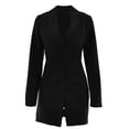 thumbnail image 1 of VISgogo Ladies Temperament Short Suit Dress, Verano Mujer Color Sólido Manga Larga Solapa Hueco Falsa Dos Piezas Falda Delgada VISgogo moda, 1 of 9