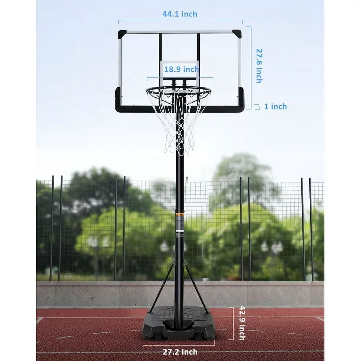 Basketball Hoop Portable Basketball Goal System with Adjustable Height with Big Backboard & Wheels and Large Base for Youth & Adults Family Indoor Outdoor