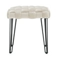 thumbnail image 4 of Powell Anya Square Handwoven Velvet Ottoman with Hairpin Legs, Cream, 4 of 6