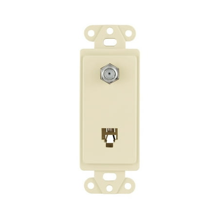 - Cooper 3562A Almond Combination Coax Jack and Four Wire Telephone Jack Decorator Wall Plate Insert