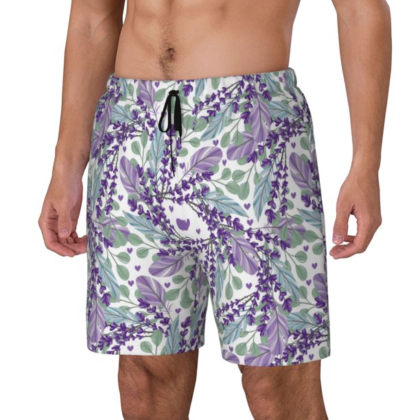 Fotbe Lavender Flowers Traje de Baño para Hombre – Shorts de Natación de Secado Rápido con Forro y Bolsillos-XX-Large