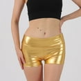 thumbnail image 2 of RYRJJ Metallic High Waisted Booty Shorts Women's Shiny Cheeky Dance Bottoms Wet Look Disco Party Club Hotpants(Gold,M), 2 of 7
