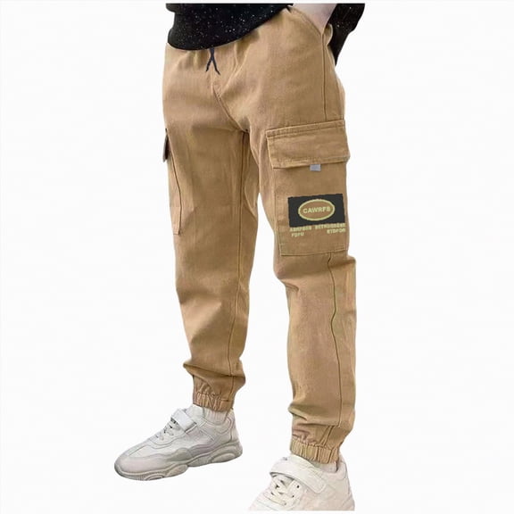 JUMEYU Boys Slacks Boys Flat Front Dress Pants Uniform Pants Adjustable Waistband for Toddler to with Pockets 2T 3T (Khaki,2-3 Years)