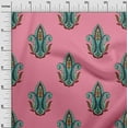 thumbnail image 2 of oneOone Cotton Poplin Medium Pink Fabric Leaves & Paisley Block Craft Projects Decor Fabric Printed By The Yard 56 Inch Wide, 2 of 4