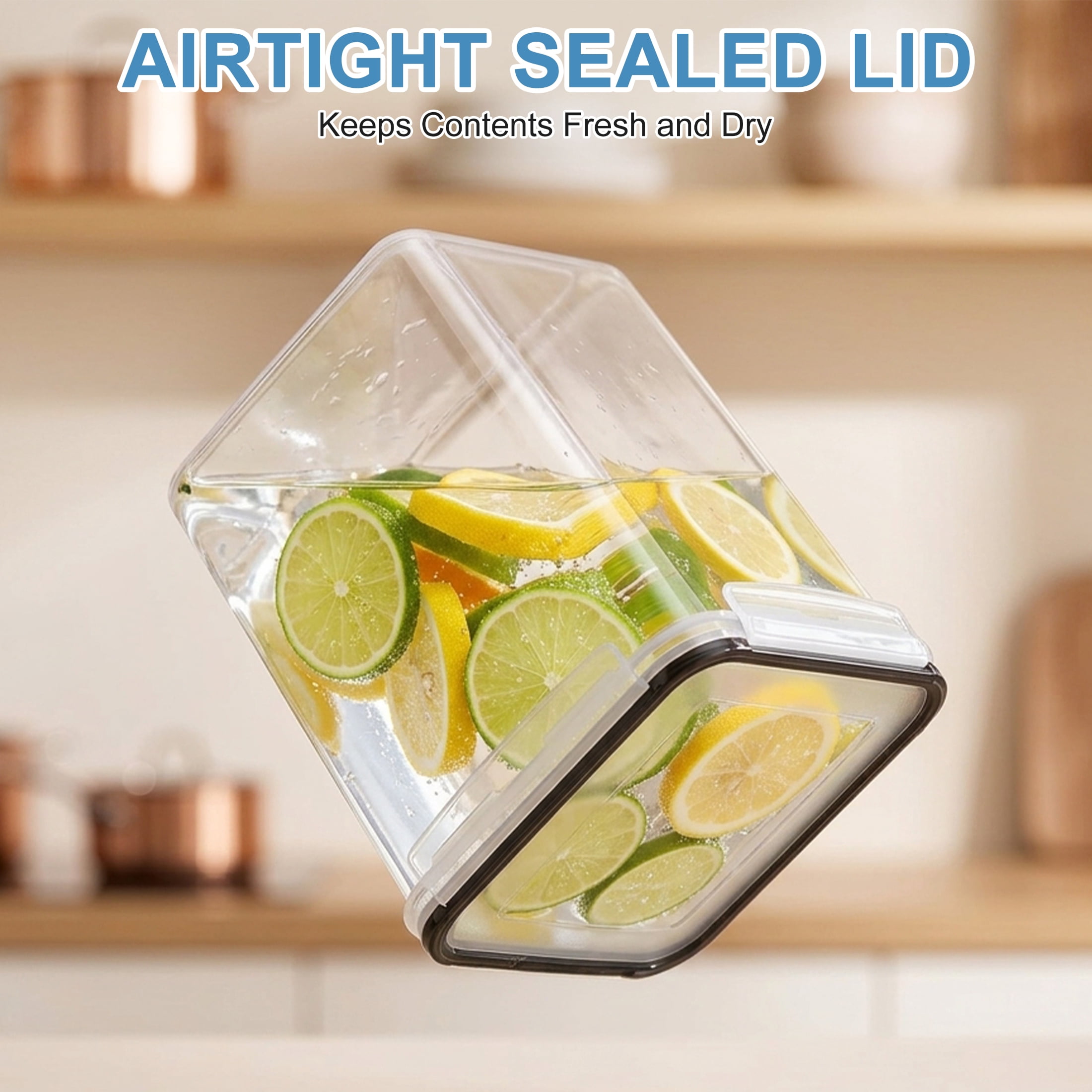 GARITIN 4 Pack Airtight Food Storage Containers with Lids, 2.5L & 5.2L Large Clear Canisters for Flour, Sugar, Pasta, Pantry Organization
