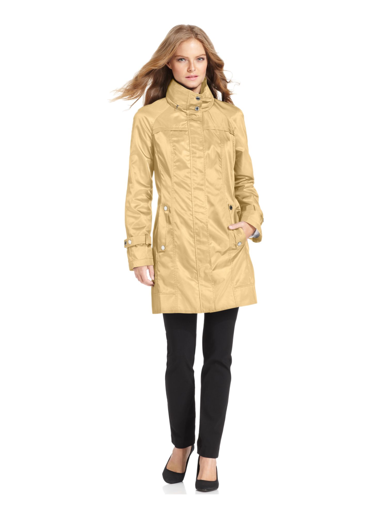 CALVIN KLEIN Womens Beige Rain Coat M