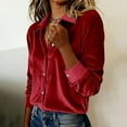 thumbnail image 6 of Womens Vintage Velvet Blouse Casual Long Sleeve Button Down Tops Elegant Loose Shirts for Business Office Party Outfits (Red,XL), 6 of 6