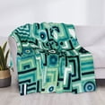 thumbnail image 6 of YFYANG Lightweight Warm Flannel Blanket, Green Abstract Watercolor Geometric Throw Blanket for Bed, Sofa, Travel, Camping, 80"x60", 6 of 7