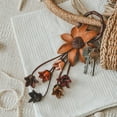 thumbnail image 5 of Hanging Earth-Tones Brown Sunflower Garden Leather Bag Ornament Keychain, 5 of 5