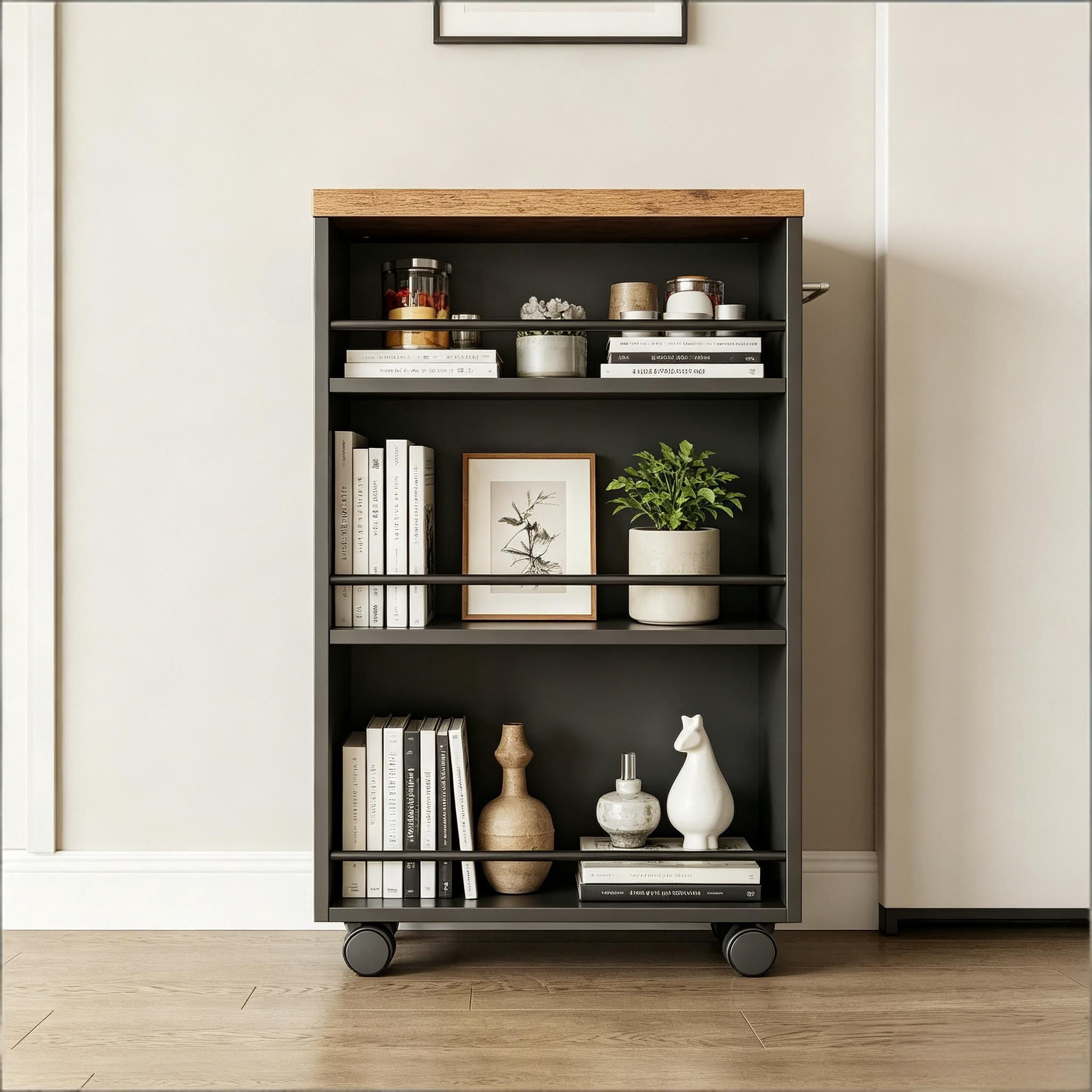 4-Tier Storage Cart Rolling Narrow Kitchen Cart for Small Spaces Organization Utility Rack with Wheels