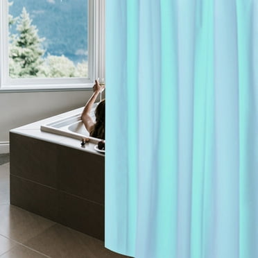 Tineasur Thick Bath Curtain with Hooks Blue PEVA Waterproof for Dormitory 1Pack