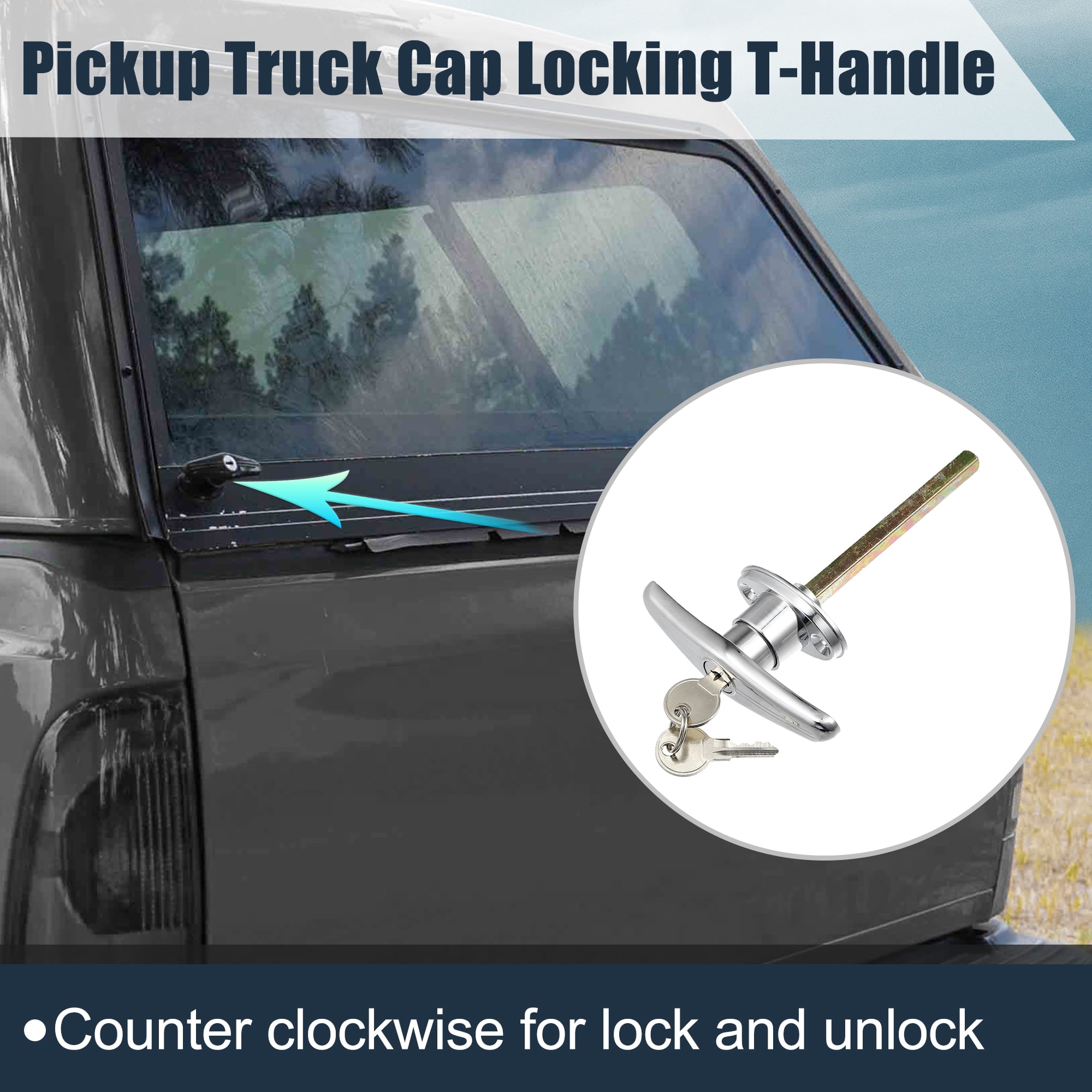 Unique Bargains Universal Garage Door T-Handle Lock Kit with 2 Keys for Truck Caps