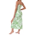 thumbnail image 3 of INSPIRE CHIC Women's Nightgown Chemise Floral Split Midi V Neck Bow Spaghetti Strap Cami Lingerie Pajama Dress S Green with White Floral, 3 of 6