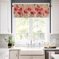 thumbnail image 2 of Window Valance for Kitchen,Retro Red Poppy Flower Butterfly Curtain Valances Rod Pocket Short Curtains,Vintage Floral Letter Back Privacy Window Treatment for Bedroom Bathroom Living Room, 2 of 8