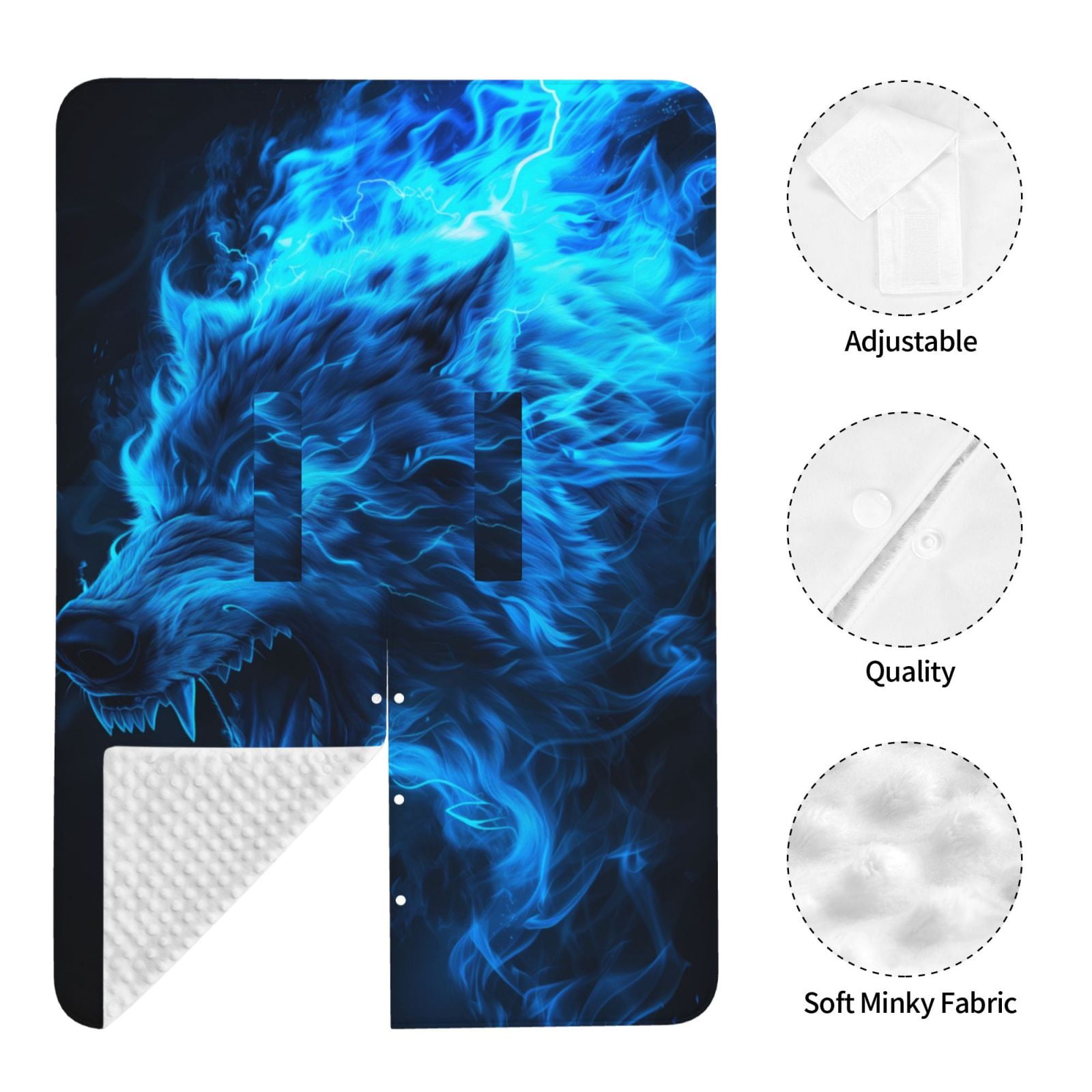 Naloa Ice Blue Fire Wolf Baby Car Seat Cover, Breathable Baby Carrier Cover, Multiuse Baby Carrier Cover & Nursing Breastfeeding Cover
