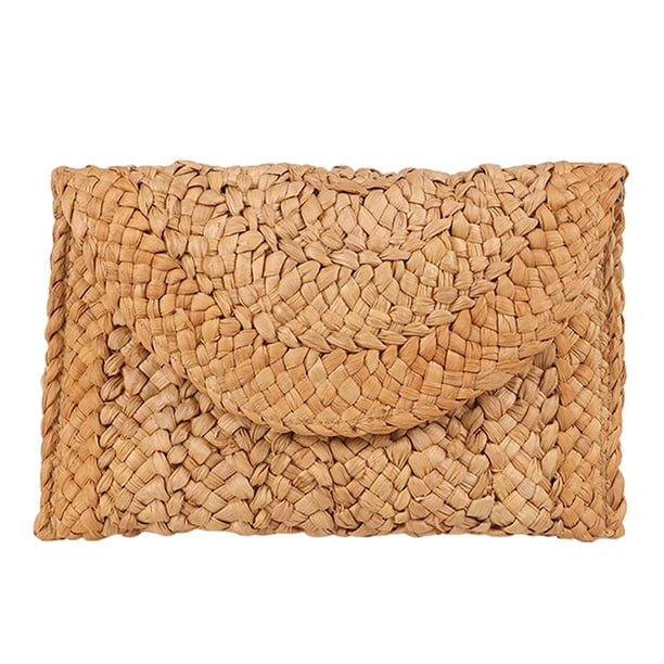 EeaseMX Bolso de mano de paja, bolso de mano portátil, monedero de playa de verano para mujer