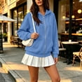 thumbnail image 5 of Stralyhd Full Zip Up Hoodies for Women 2026 Fall Winter Long Sleeve Jacket with Pockets Drawstring Casual Sweatshirt Hooded Outfits Travel Sweatshirt Sky Blue L, 5 of 5